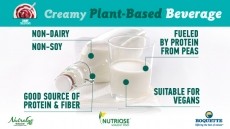 Creamy plant-based beverage made from sustainable pea protein and fiber